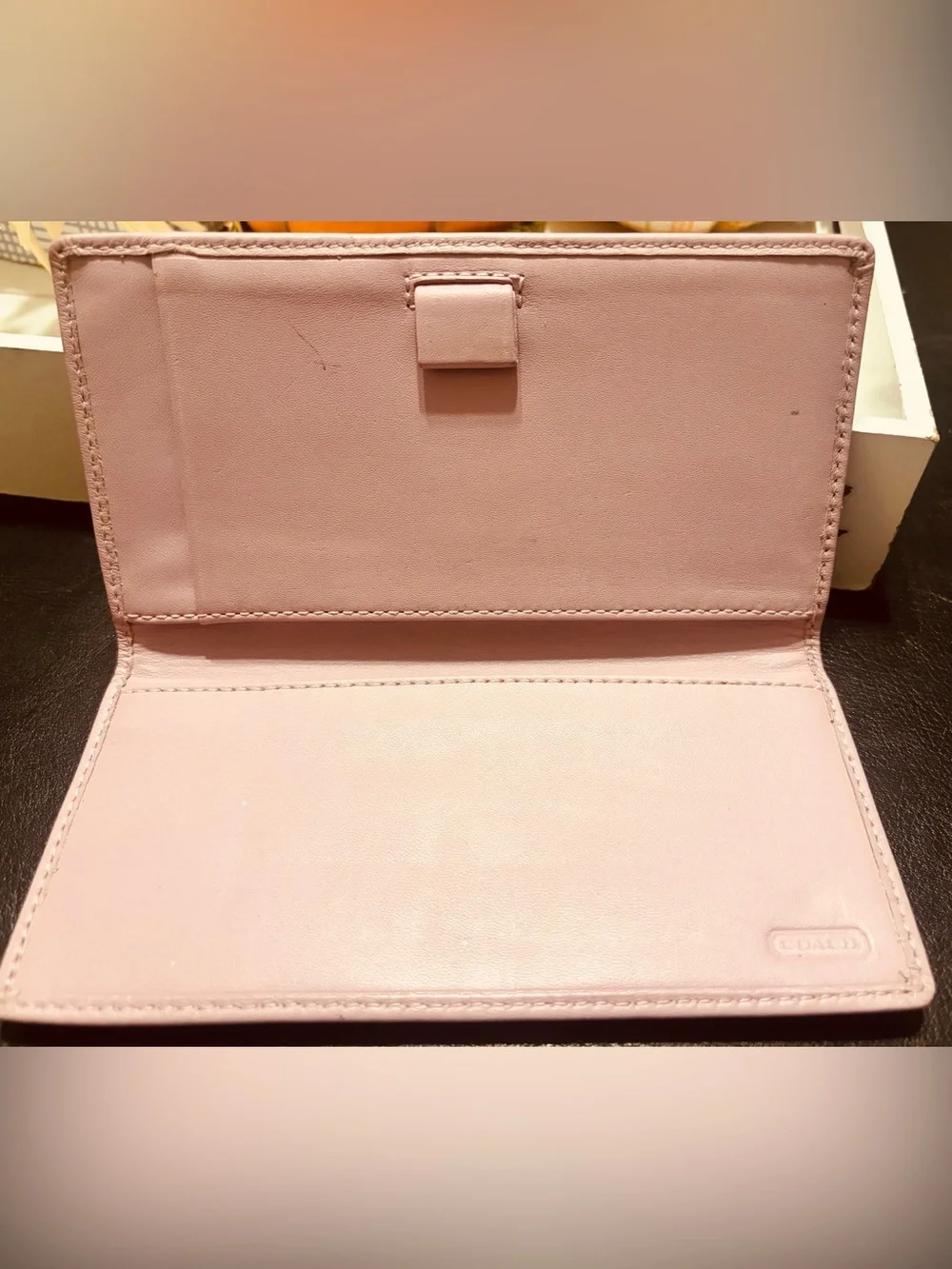 Coach Women's Pink Leather checkbook cover